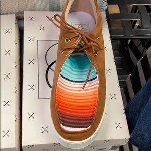 Aztec stripe suede shoe